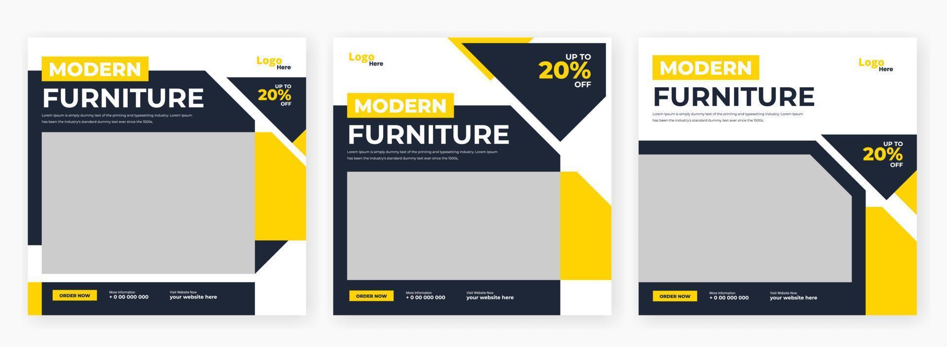 Furniture social media post template design vector