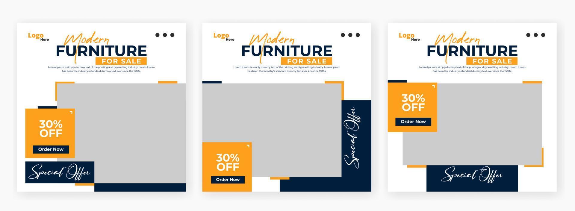 Furniture social media post template design vector