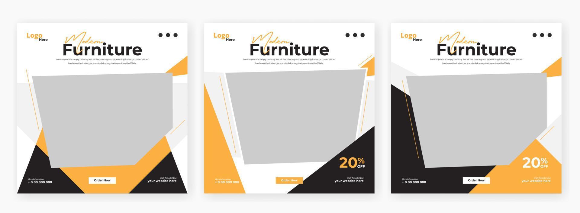 Furniture social media post template design vector
