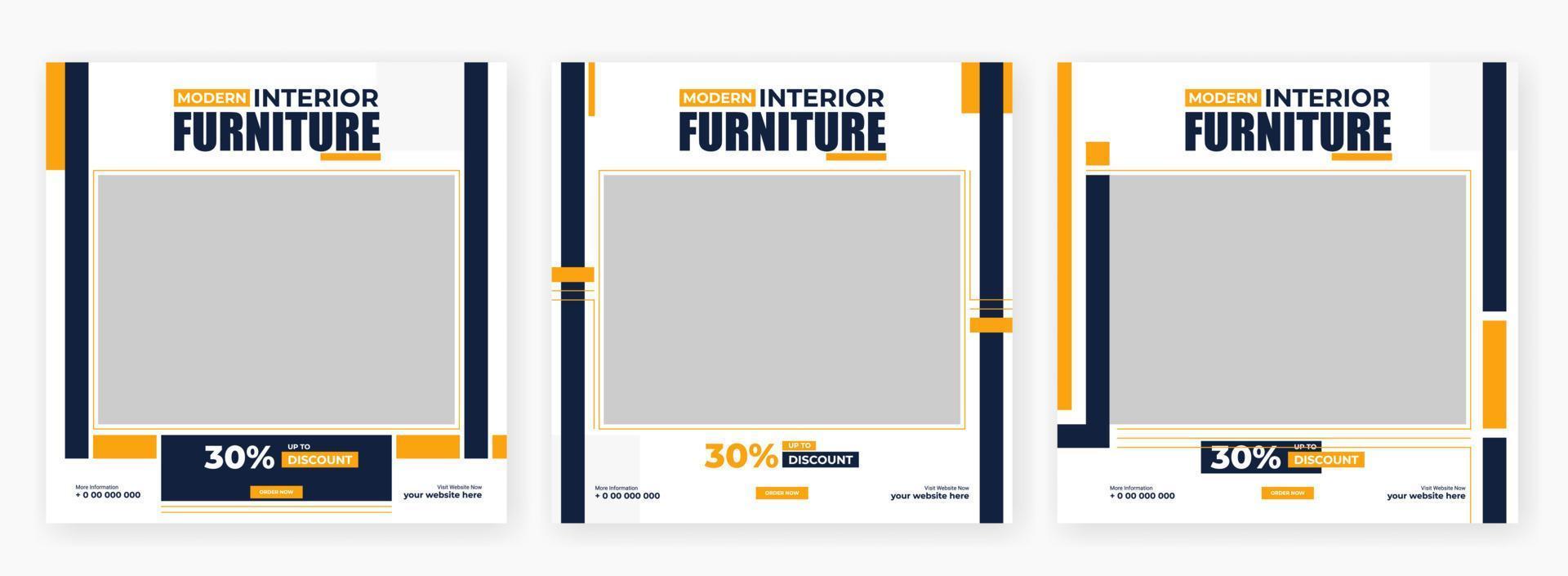 Furniture social media post template design vector
