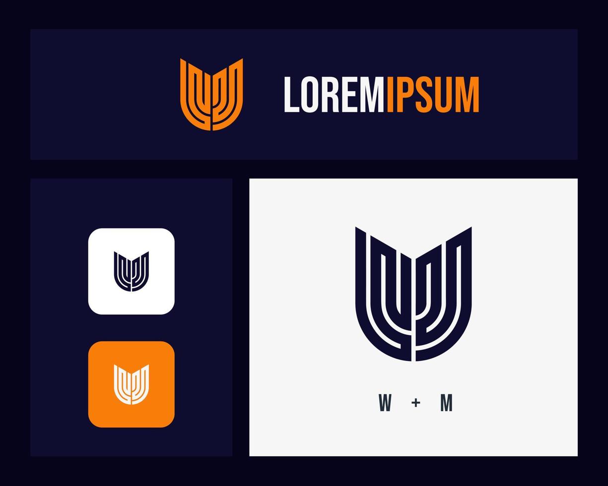 Diseño de logotipo letra wm. símbolo de monograma monocromo mínimo creativo. emblema de vector elegante universal. logotipo de empresa premium. símbolo del alfabeto gráfico para la identidad corporativa