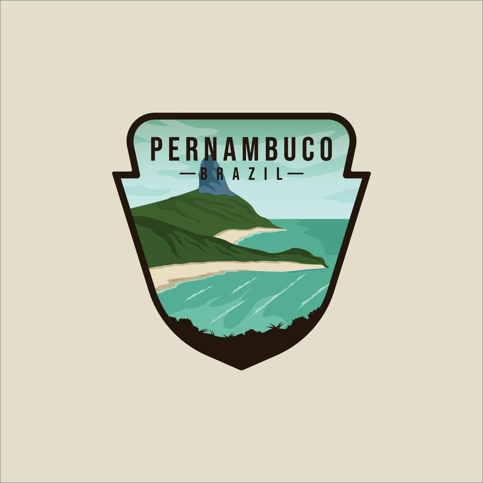 pernambuco playa emblema vector ilustración plantilla gráfico icono diseño. etiqueta de insignia histórica de la isla de brasil para viajes de negocios o publicidad ambiental con concepto de vacaciones