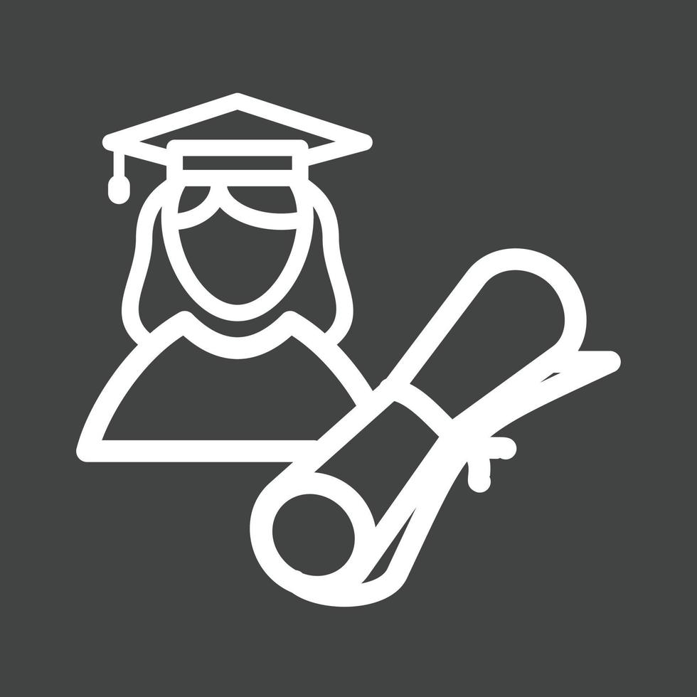 Female Graduate Line Inverted Icon vector