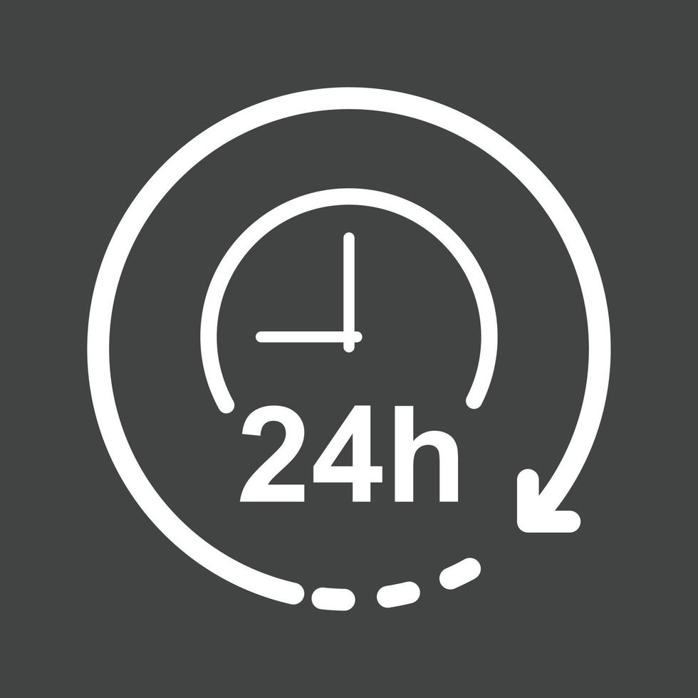 Round the Clock Line Inverted Icon vector