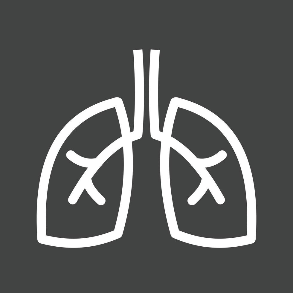 icono de línea invertida de pulmones vector