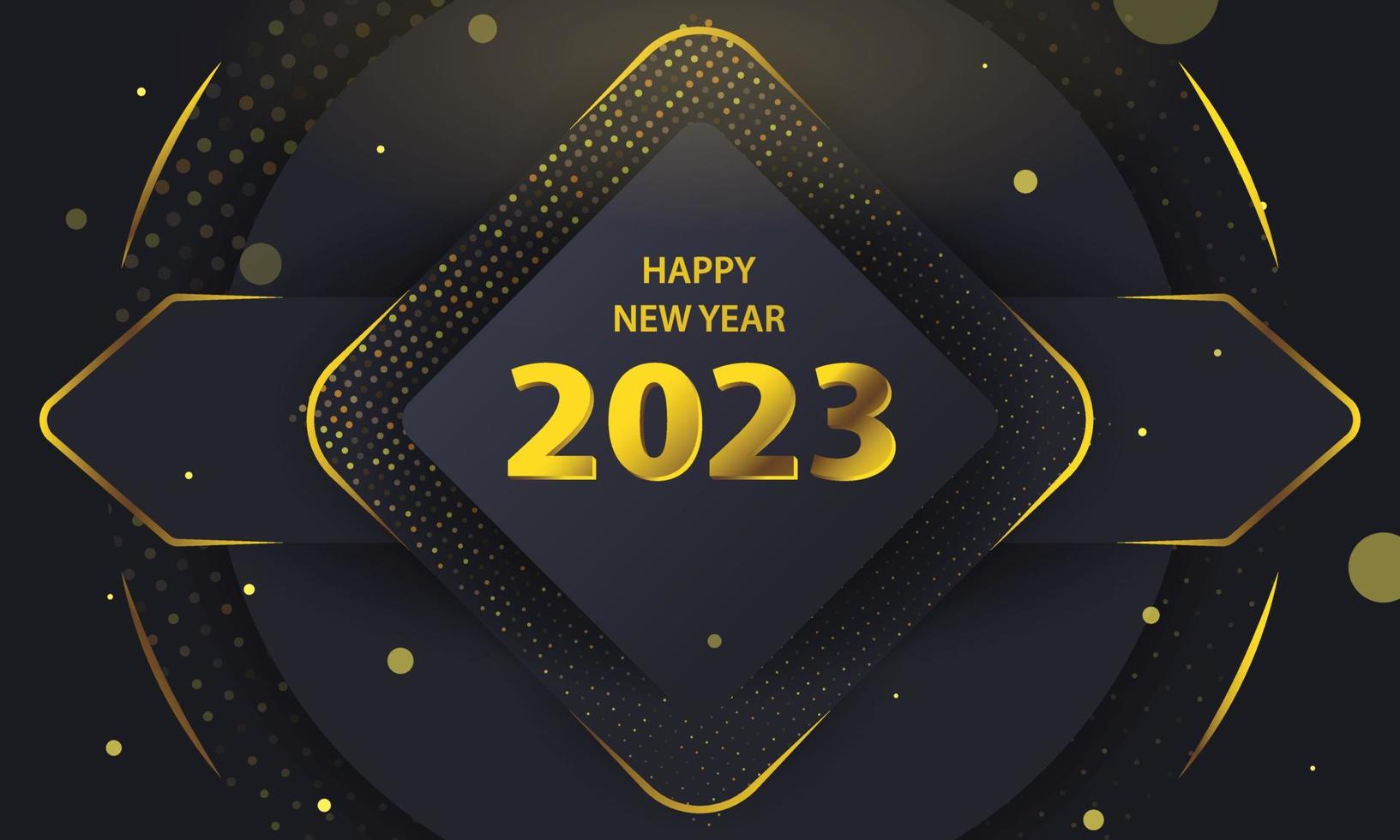 feliz año nuevo 2023 diseño tipográfico con fondo de lujo. ilustración de logotipo adecuada para fondo, banner, tarjeta de felicitación, etc. vector