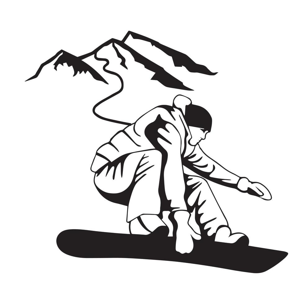 persona montando snowboard. snowboarder en la ilustración de vector de acción. deportes extremos de invierno. emblema de snowboard. logotipo del club deportivo. equipo de snowboard.
