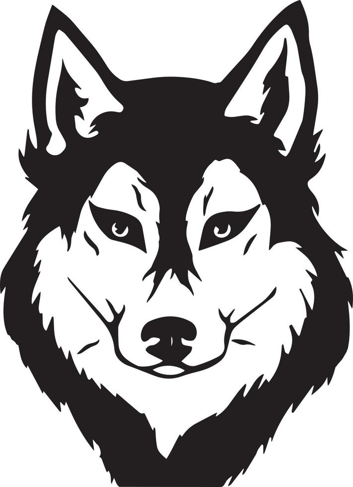 diseño de logotipo de ilustración de cabeza de lobo. arte vectorial de la mascota lobo. imagen simétrica frontal de un lobo que parece peligroso.cara de lobo vector