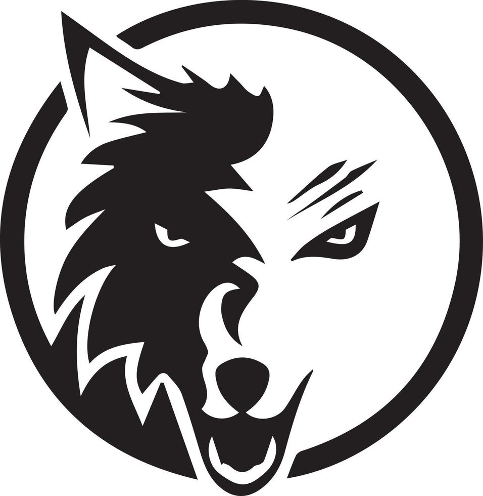 diseño de logotipo de ilustración de cabeza de lobo. arte vectorial de la mascota lobo. imagen simétrica frontal de un lobo que parece peligroso.cara de lobo vector