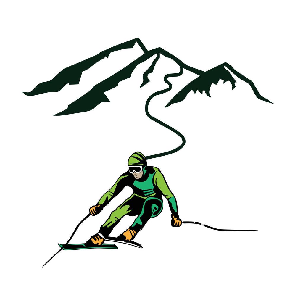 Person riding snowboard. Snowboarder in action vector illustration. Extreme winter sports. Snowboarding emblem. Sport club logo. Snowboarding equipment.
