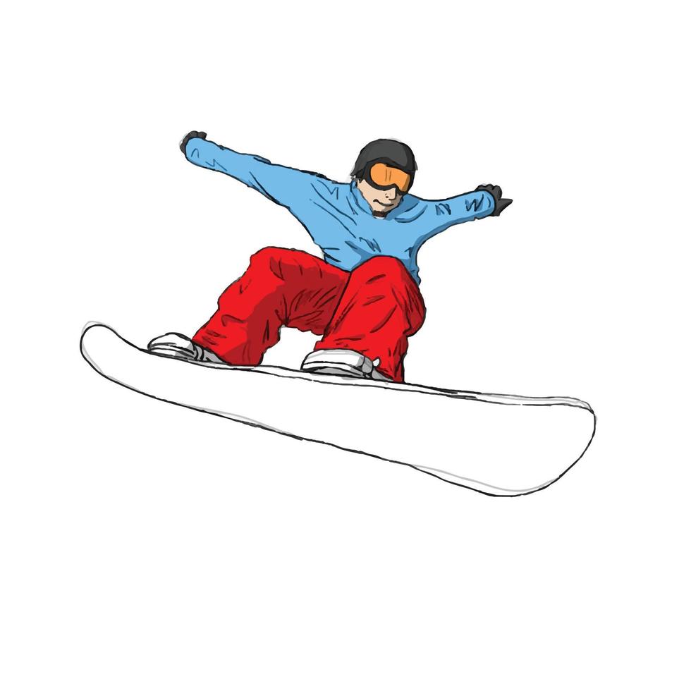 persona montando snowboard. snowboarder en la ilustración de vector de acción. deportes extremos de invierno. emblema de snowboard. logotipo del club deportivo. equipo de snowboard.