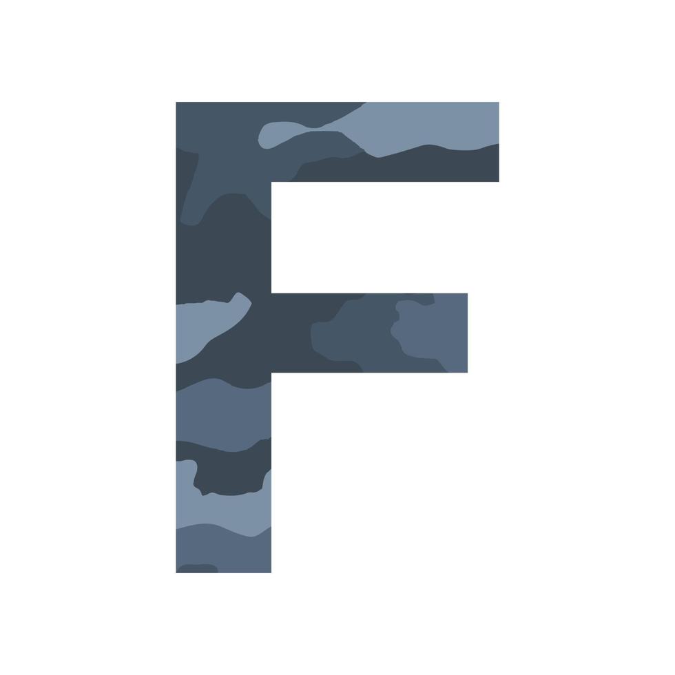 alfabeto inglés letra f, estilo caqui aislado sobre fondo blanco - vector