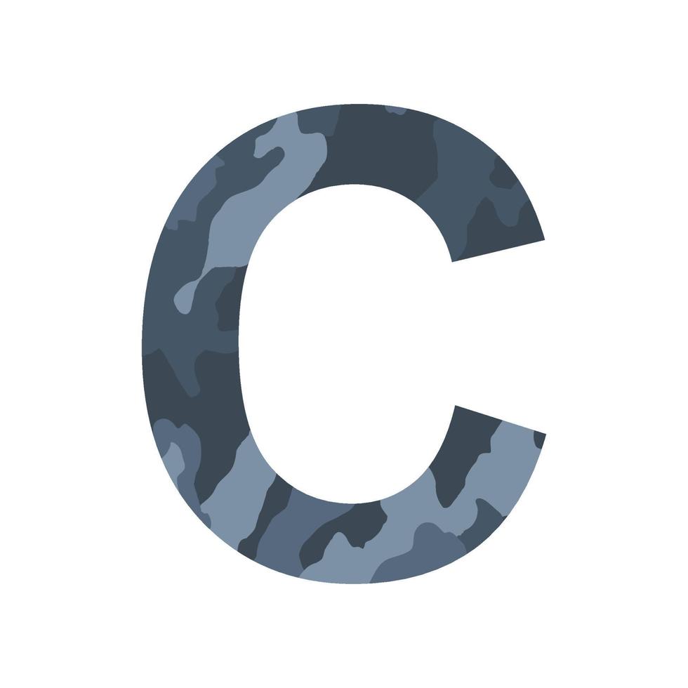 English alphabet letter C, khaki style isolated on white background - Vector