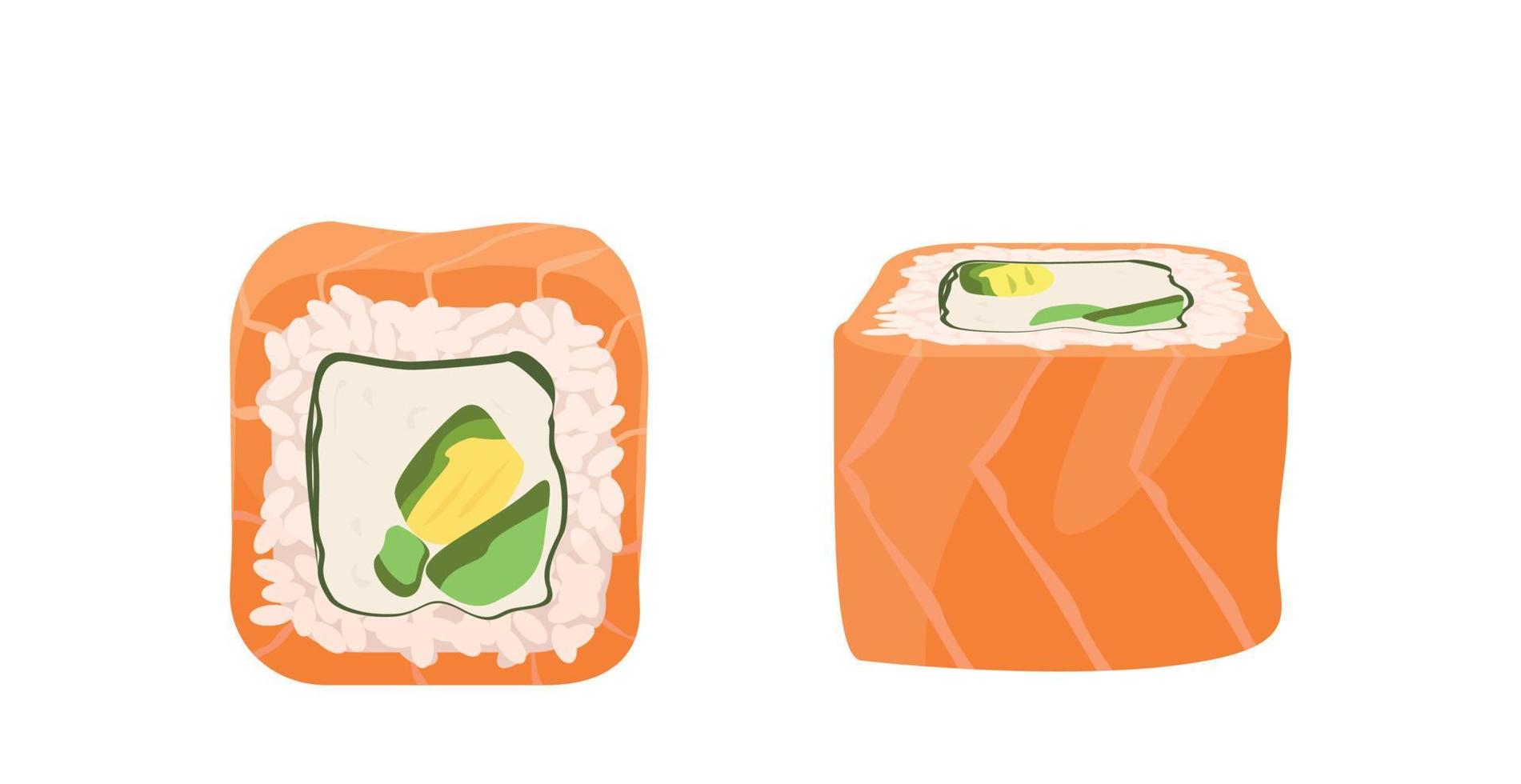 rollos de pescado realistas, el plato nacional japonés - vector