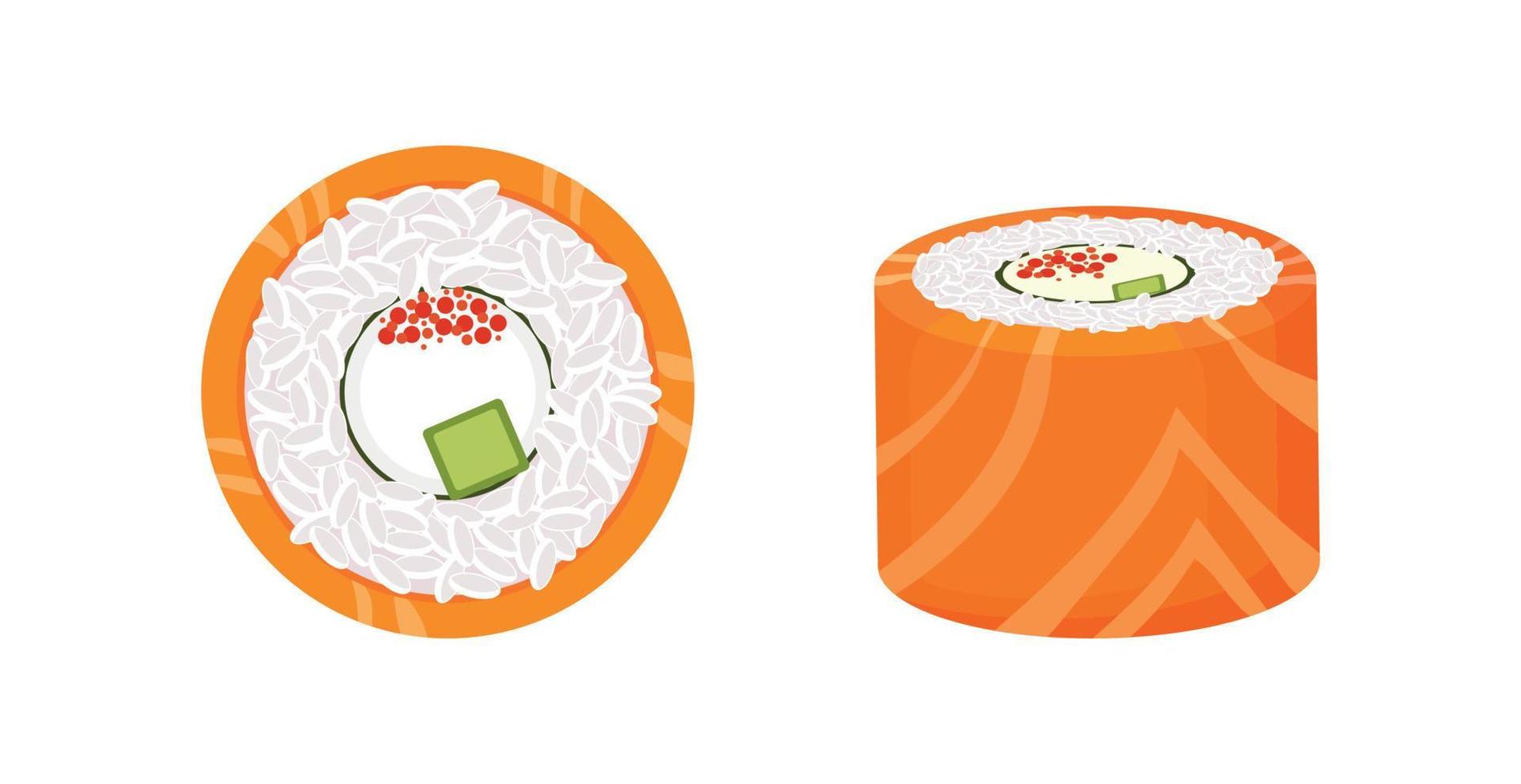 Realistic fish rolls, the national Japanese dish - Vector