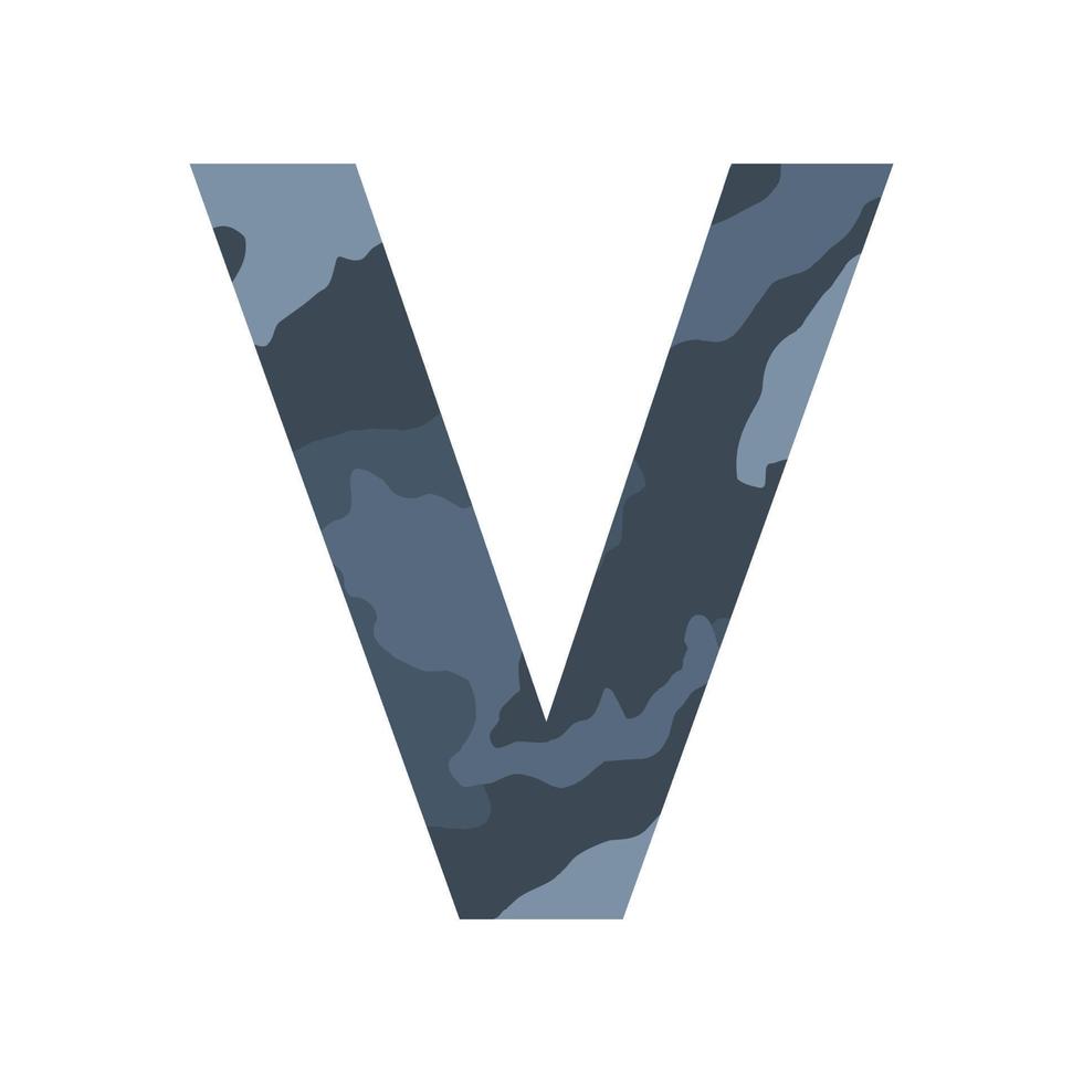 English alphabet letter V, khaki style isolated on white background - Vector