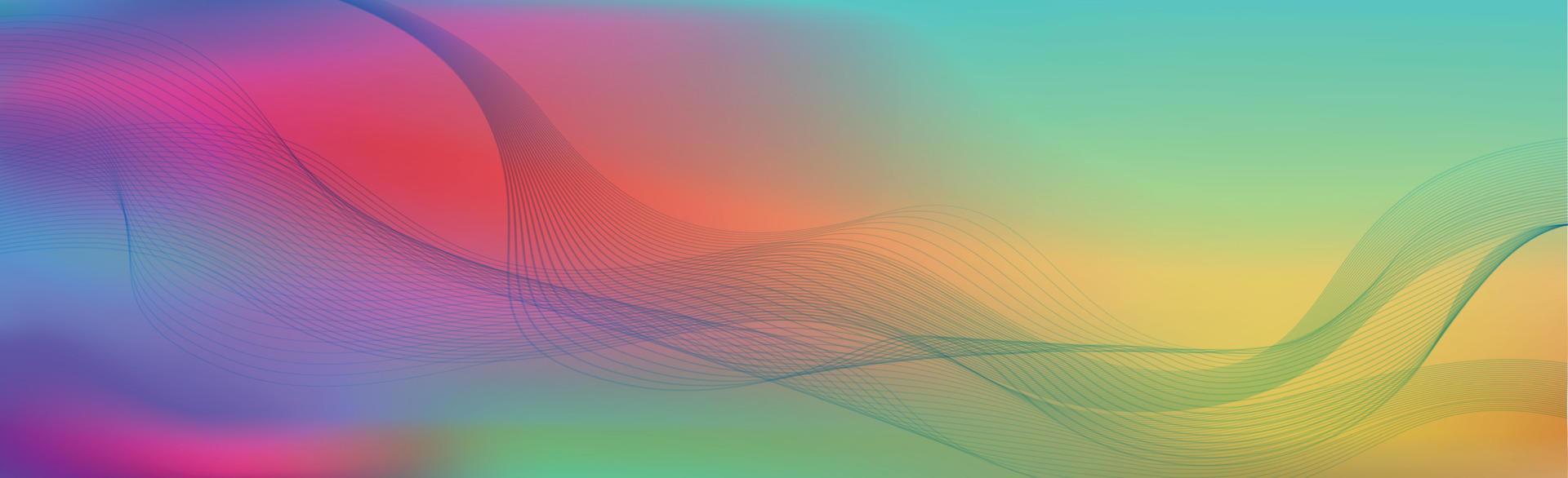 Panoramic colorful abstract stylish multi background with wavy lines - Vector