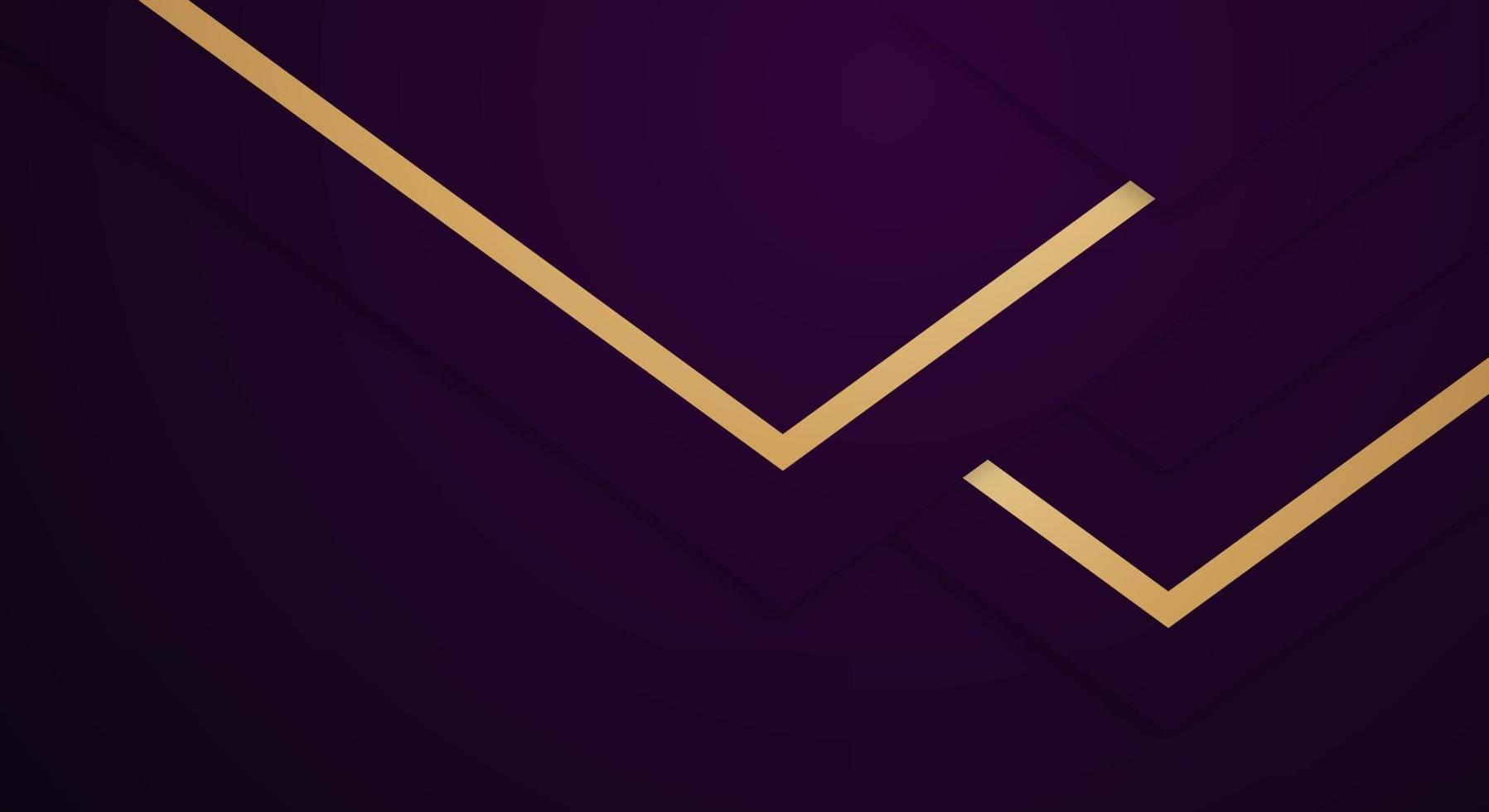 capas superpuestas geométricas púrpura oscuro premium abstractas con rayas líneas doradas fondo de lujo vector