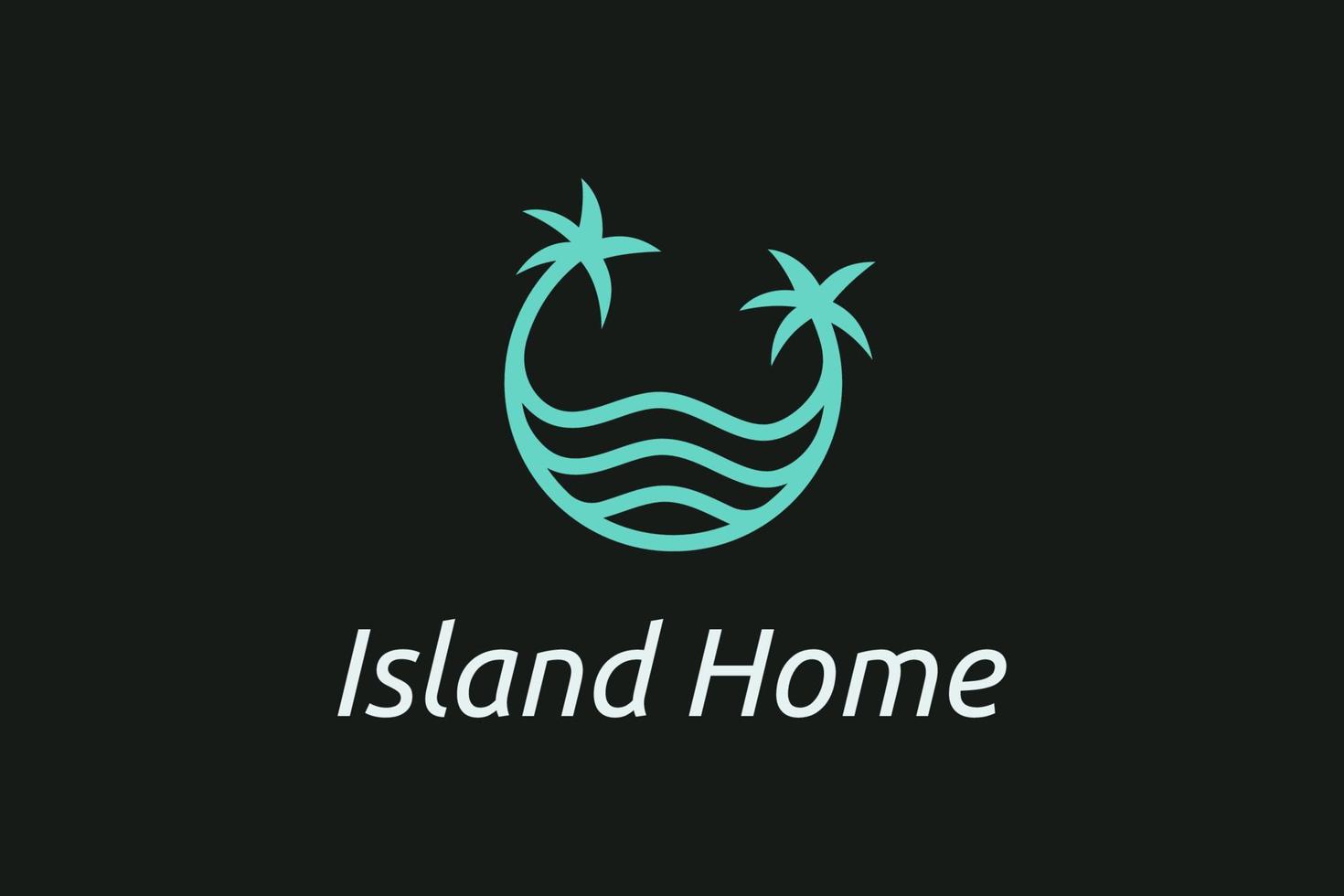 olas oceánicas y palmeras combinadas con formas sencillas minimalistas y modernas adecuadas para el logotipo y el icono vector