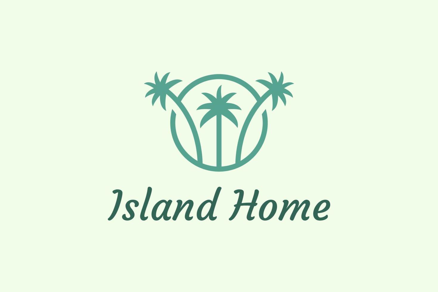 olas oceánicas y palmeras combinadas con formas sencillas minimalistas y modernas adecuadas para el logotipo y el icono vector