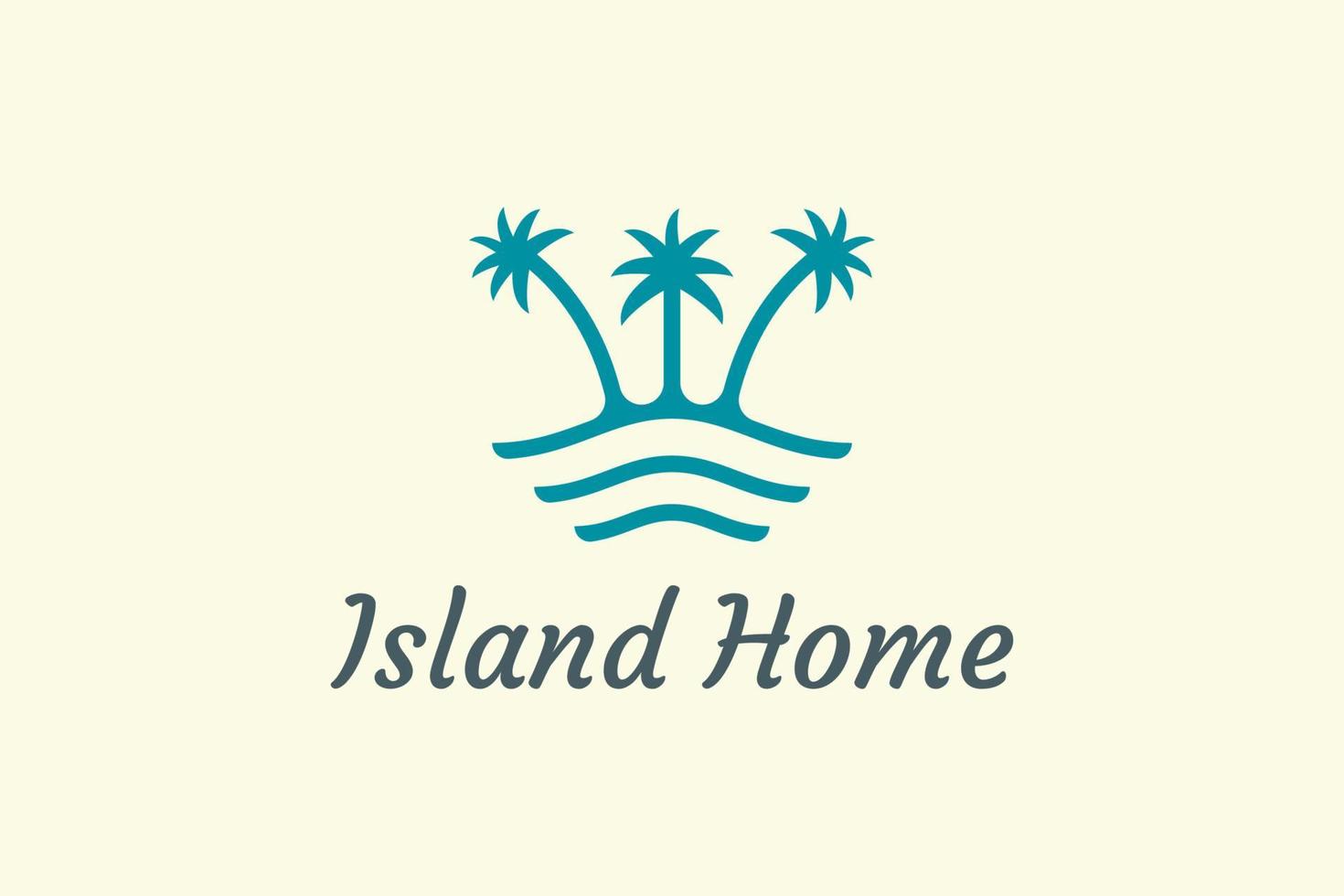 Ocean waves and palm tree combined with simple minimalist and modern shapes suitable for logo and icon vector
