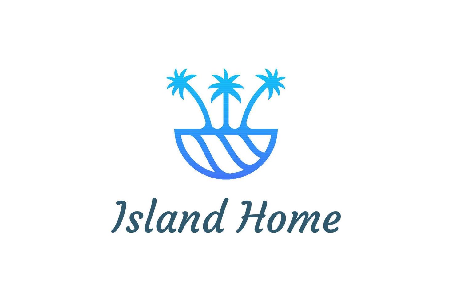 Ocean waves and palm tree combined with simple minimalist and modern shapes suitable for logo and icon vector