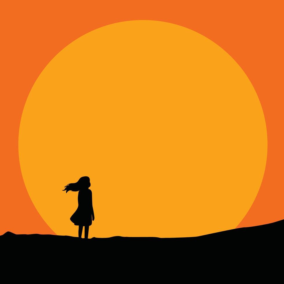 silhouette Children Female at nightfall 15297208 Vector Art at Vecteezy