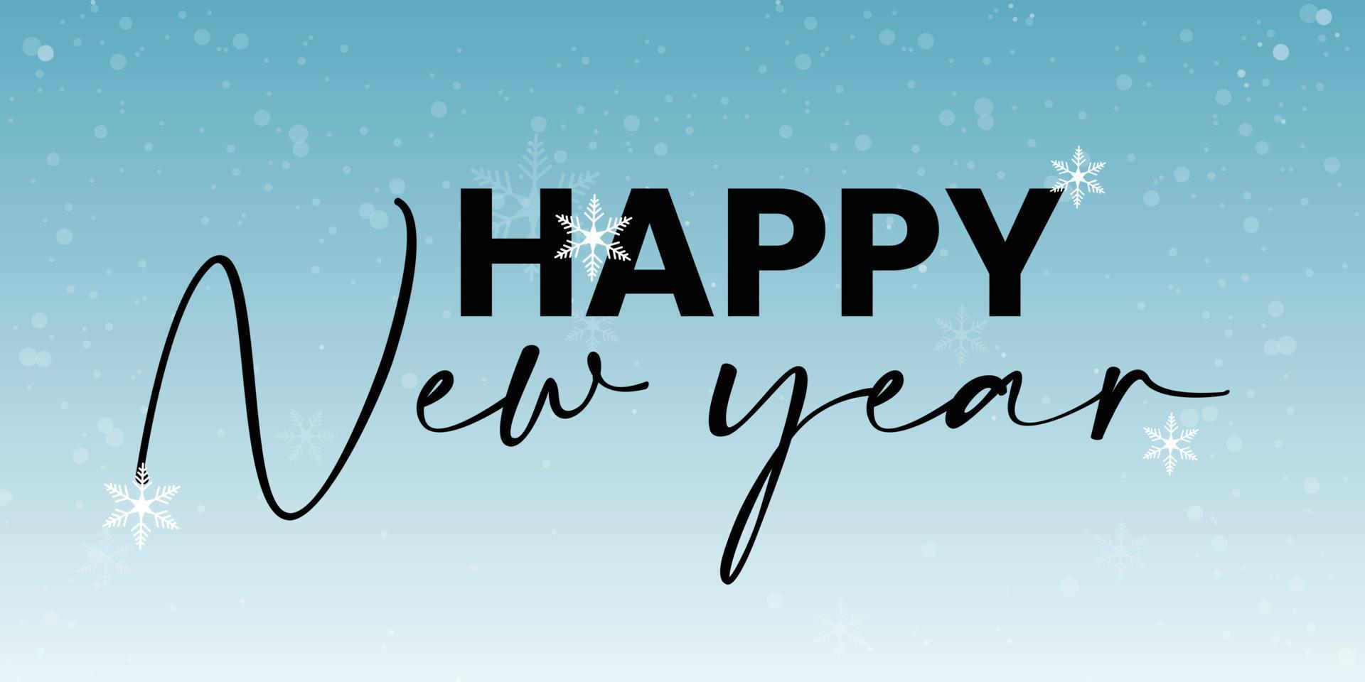 Happy newyear letters banner with falling snowflakes, vector art and illustration. can use for, landing page, template, ui, web, mobile app, poster, banner, flyer, background