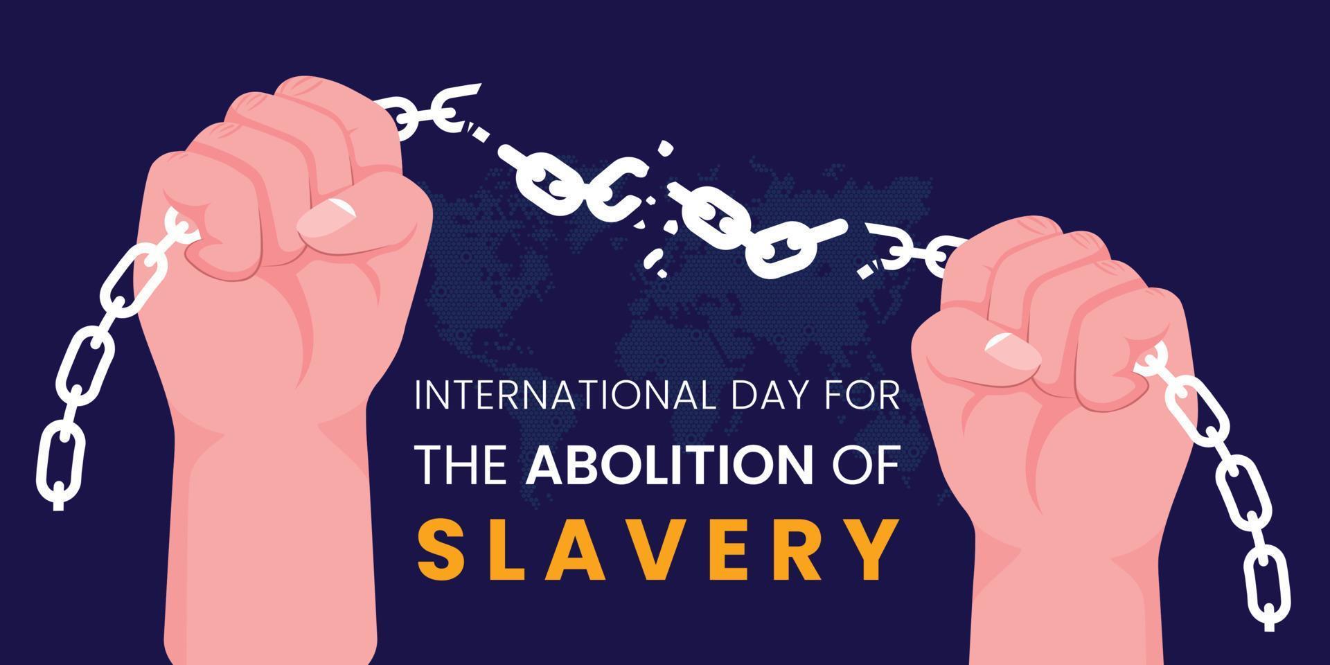 International Day for the Abolition of Slavery. December 2. Hand with Chain and background.Eps 10 vector