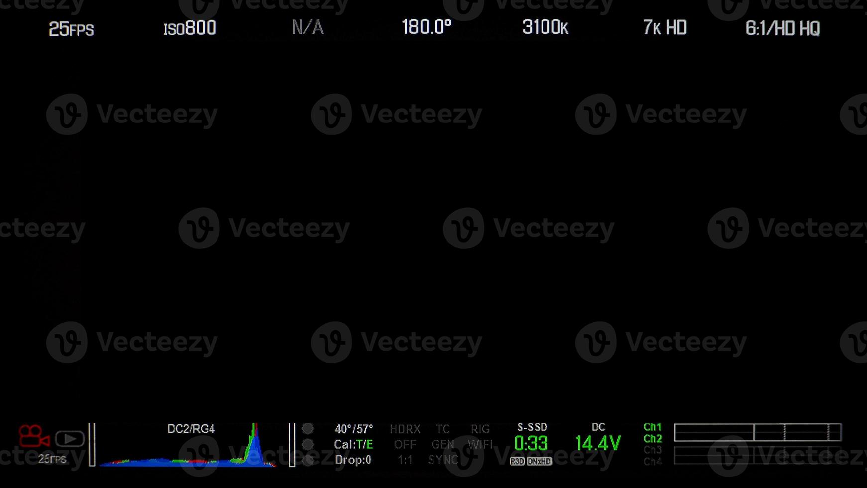 Recording monitor screen display and detail information text and isolated . photo