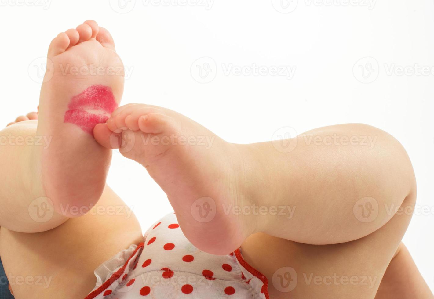 Lipstick kiss on newborn photo