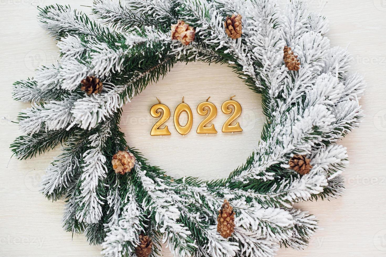 Happy new 2020 year. Top view of christmas festive texture with decorations photo