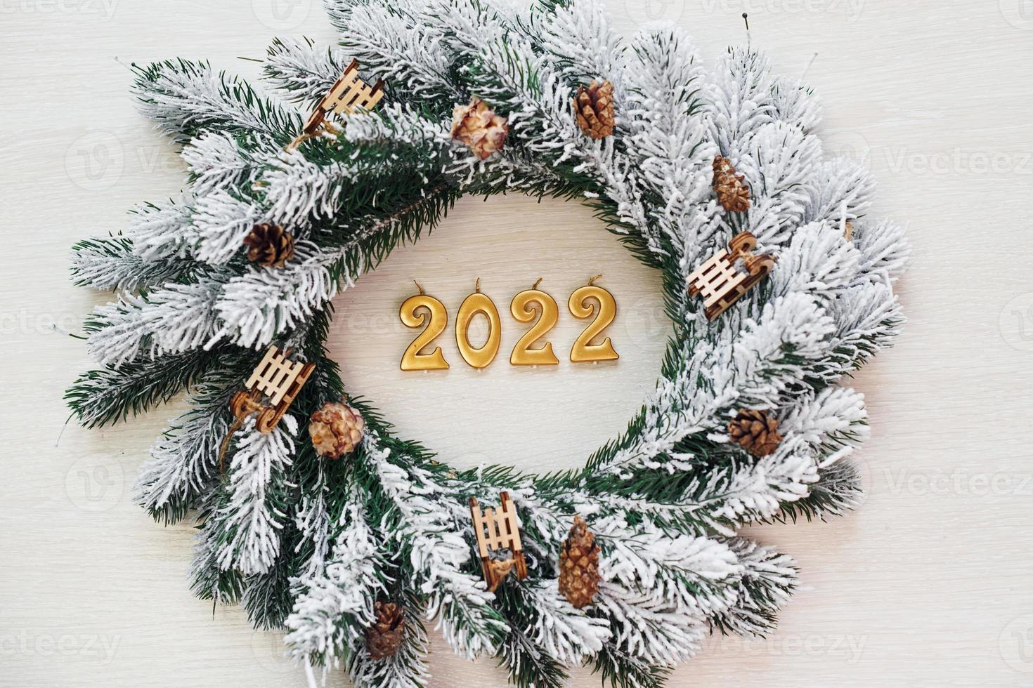 Happy new 2020 year. Top view of christmas festive texture with decorations photo