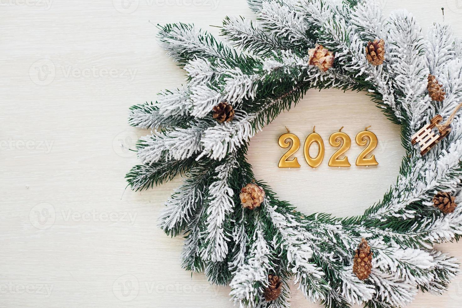 Happy new 2020 year. Top view of christmas festive texture with decorations photo