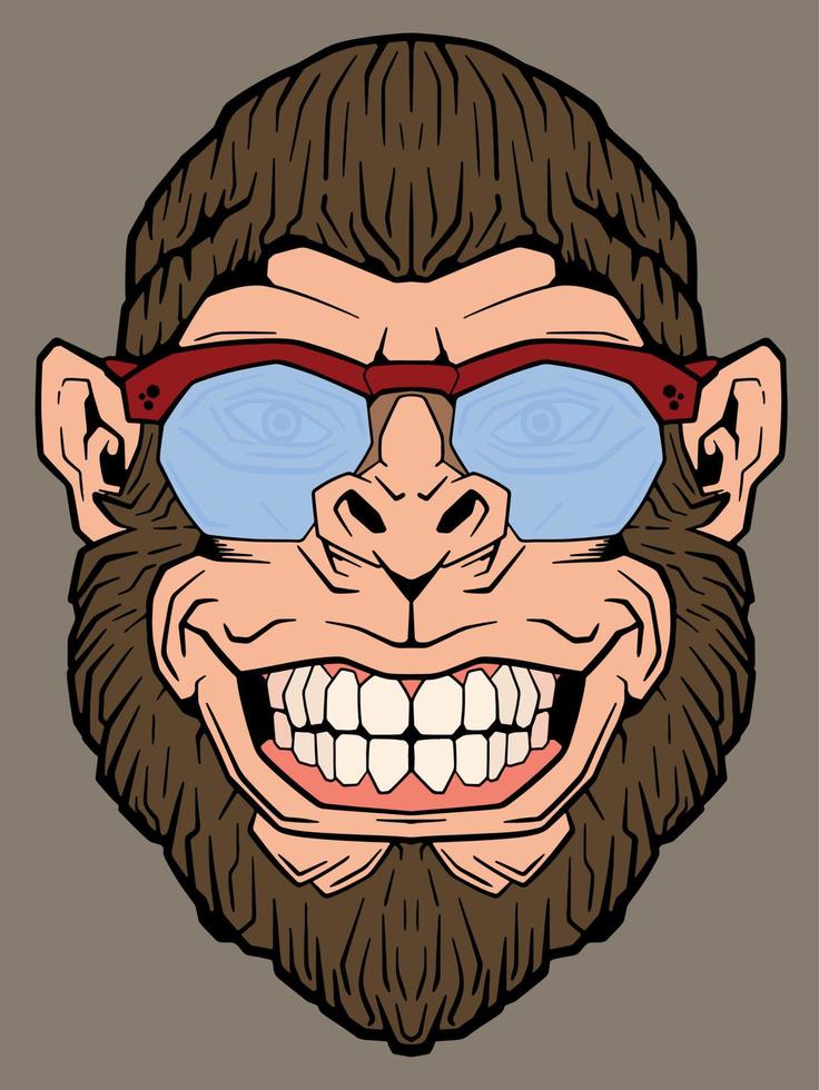ilustración de mono loco con gafas de sol vector