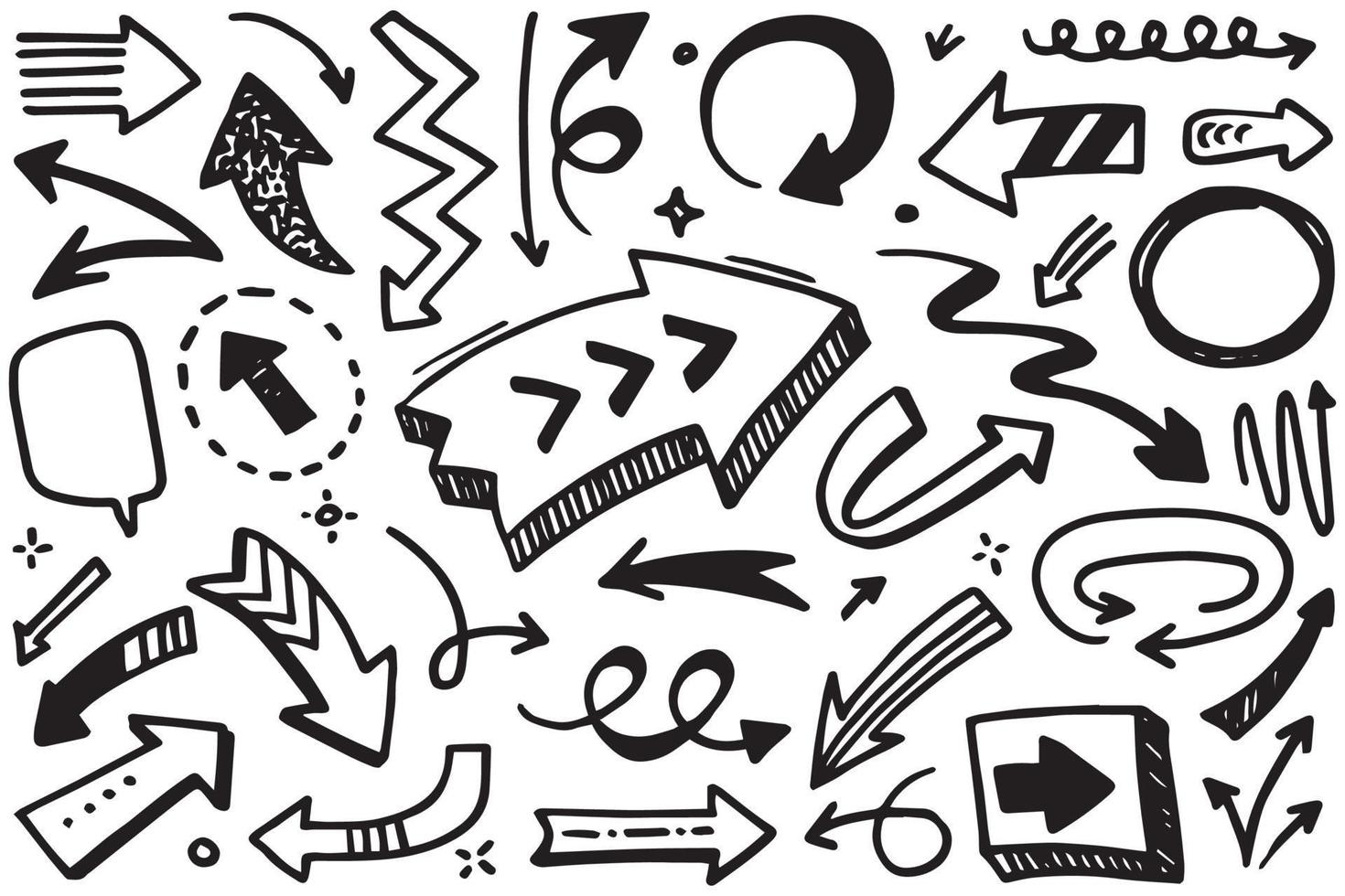 set of hand drawn arrows .Vector doodle design elements. Illustration on white background.for business infographic, banner, web and concept design. vector