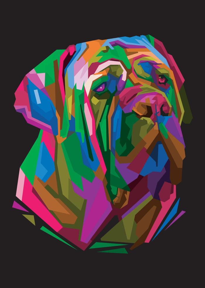 colorful dog head with cool isolated pop art style backround. WPAP style vector