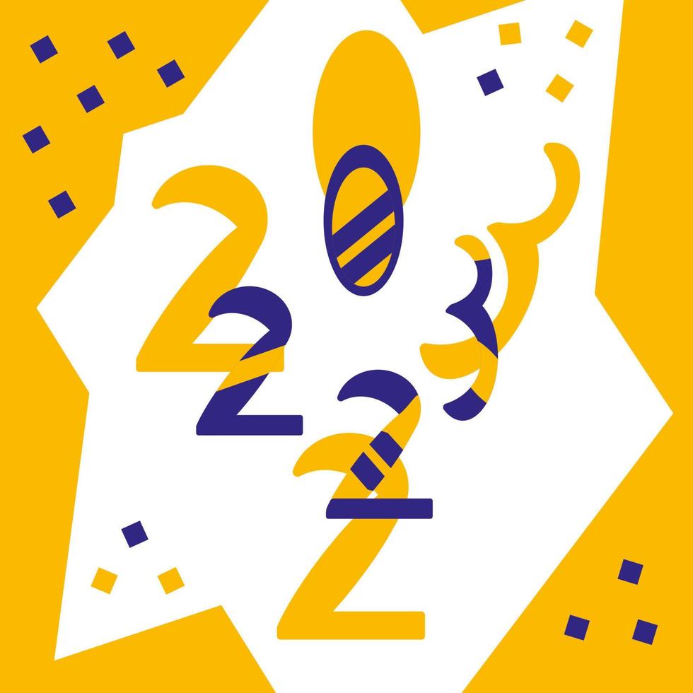 felicitaciones por 2023. tarjeta con letras de colores brillantes. colores amarillo, azul, blanco. plantilla vectorial vector