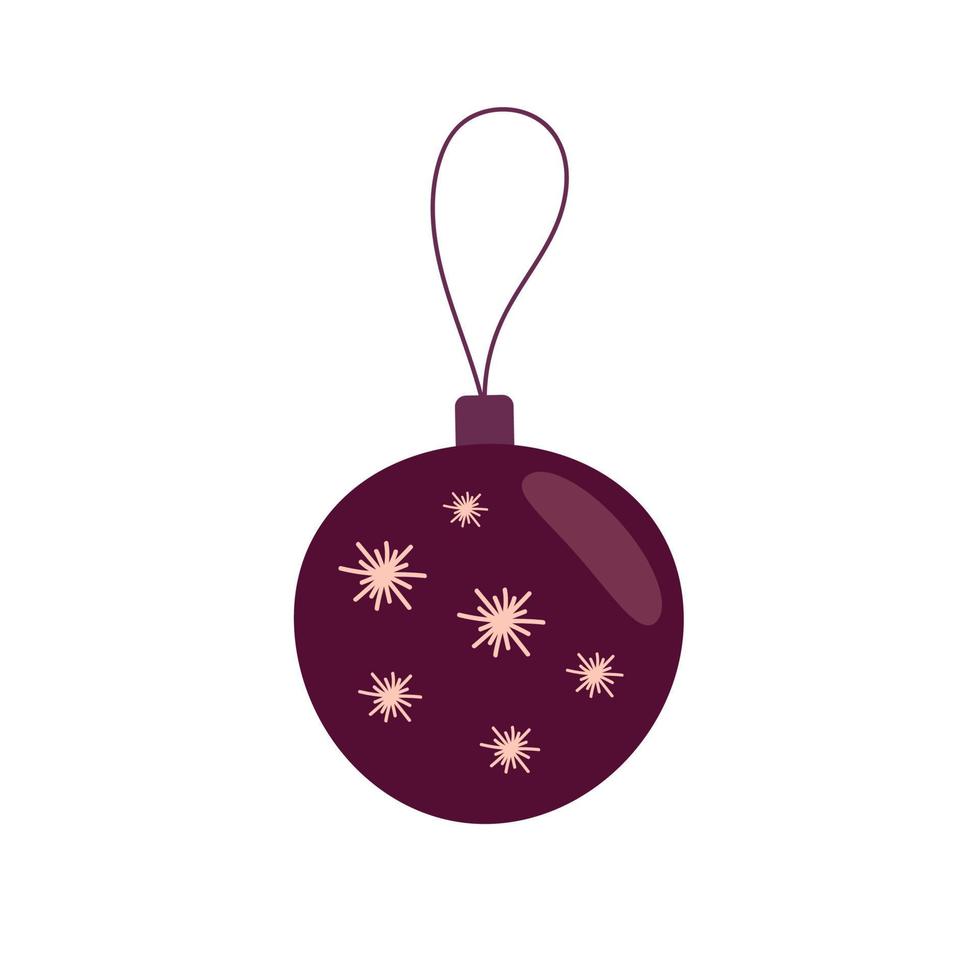 Isolated image of a maroon Christmas ball with snowflakes vector