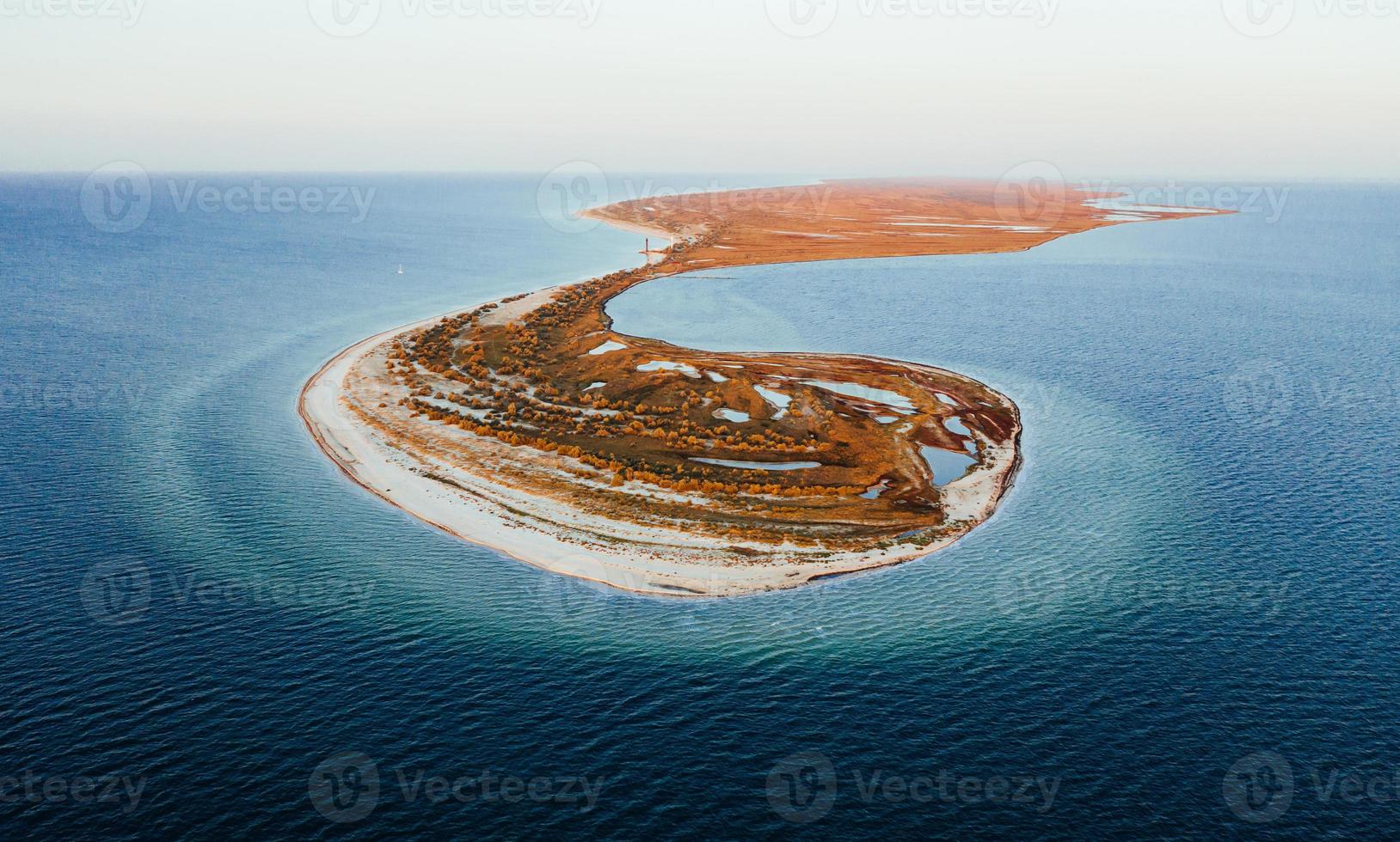 Beautiful land. Aerial view of Jarilgach island in Ukraine. Majestic landscapes photo