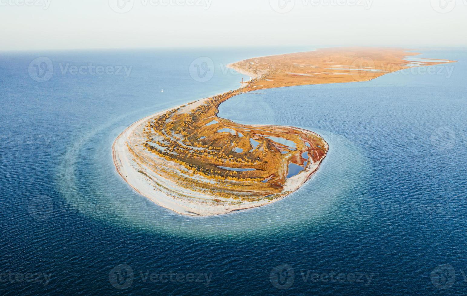 Beautiful land. Aerial view of Jarilgach island in Ukraine. Majestic landscapes photo