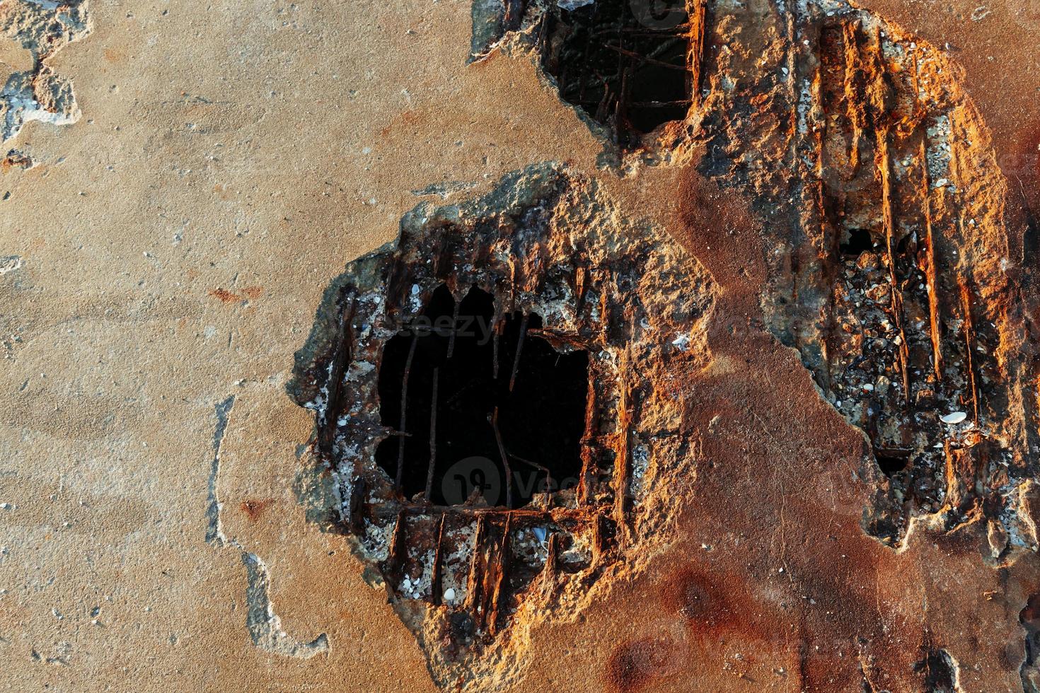 Old rusty textured metal surface. Conception of aging and decay photo