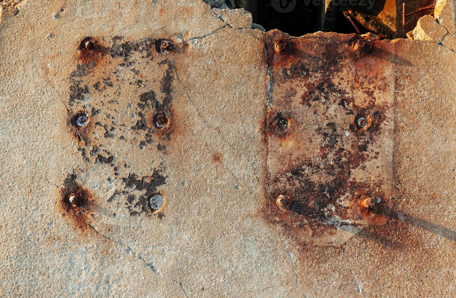 Old rusty textured metal surface. Conception of aging and decay photo