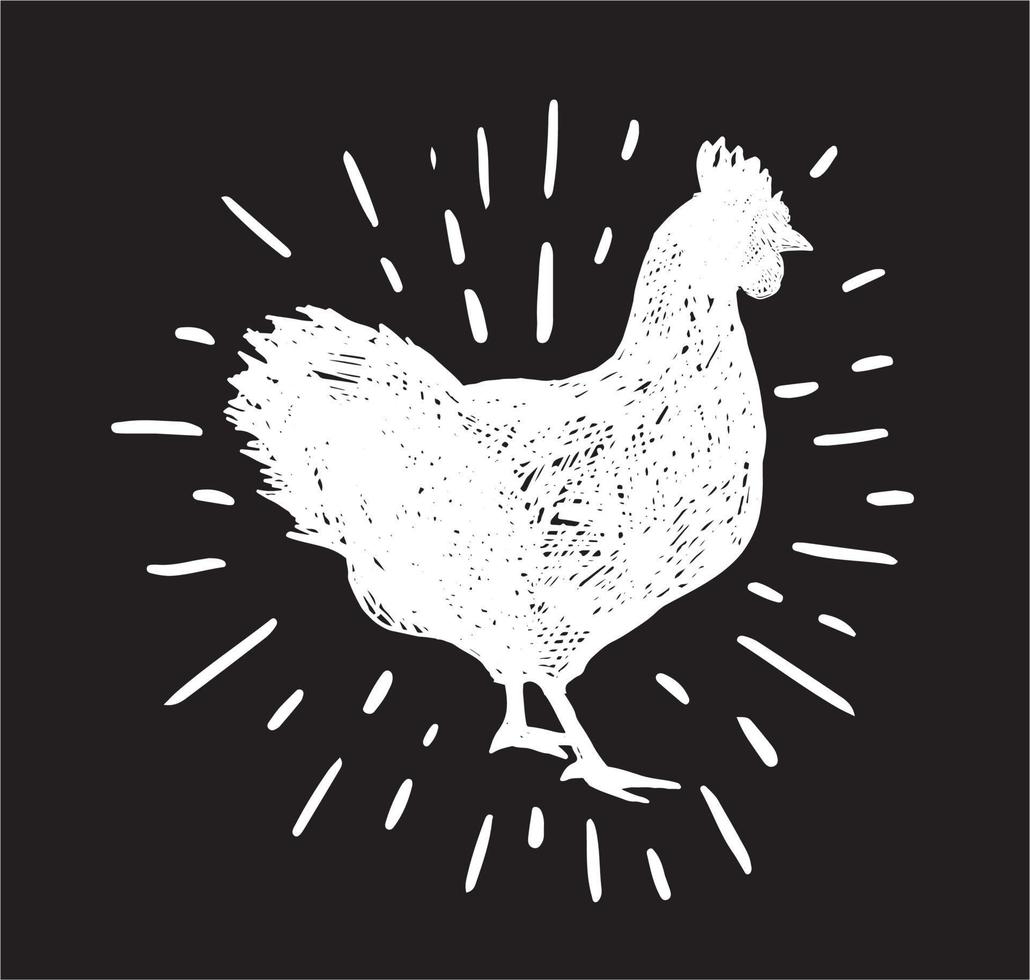 Chicken hand drawn illustration, Vector illustration.