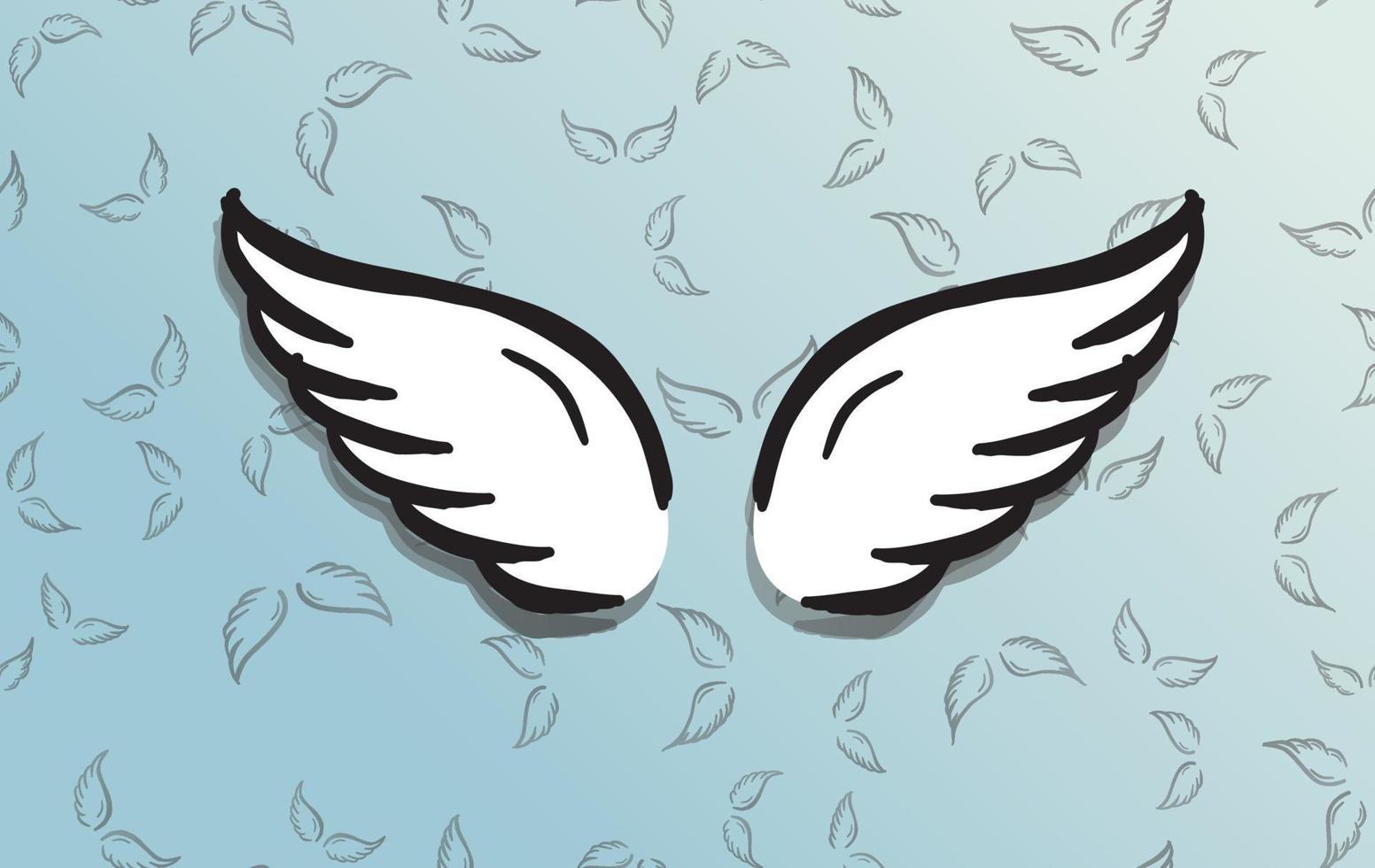 Angel wings vector hand drawn illustration