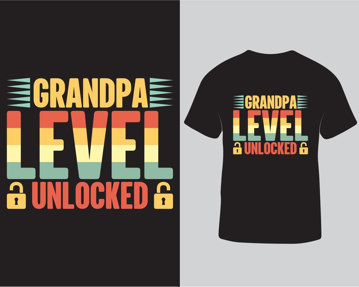 Grandpa level unlocked gaming t-shirt design pro download vector