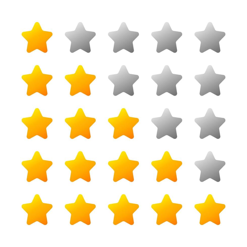 One star to five stars rating icon set in flat style design isolated on white background. Feedback concept. vector