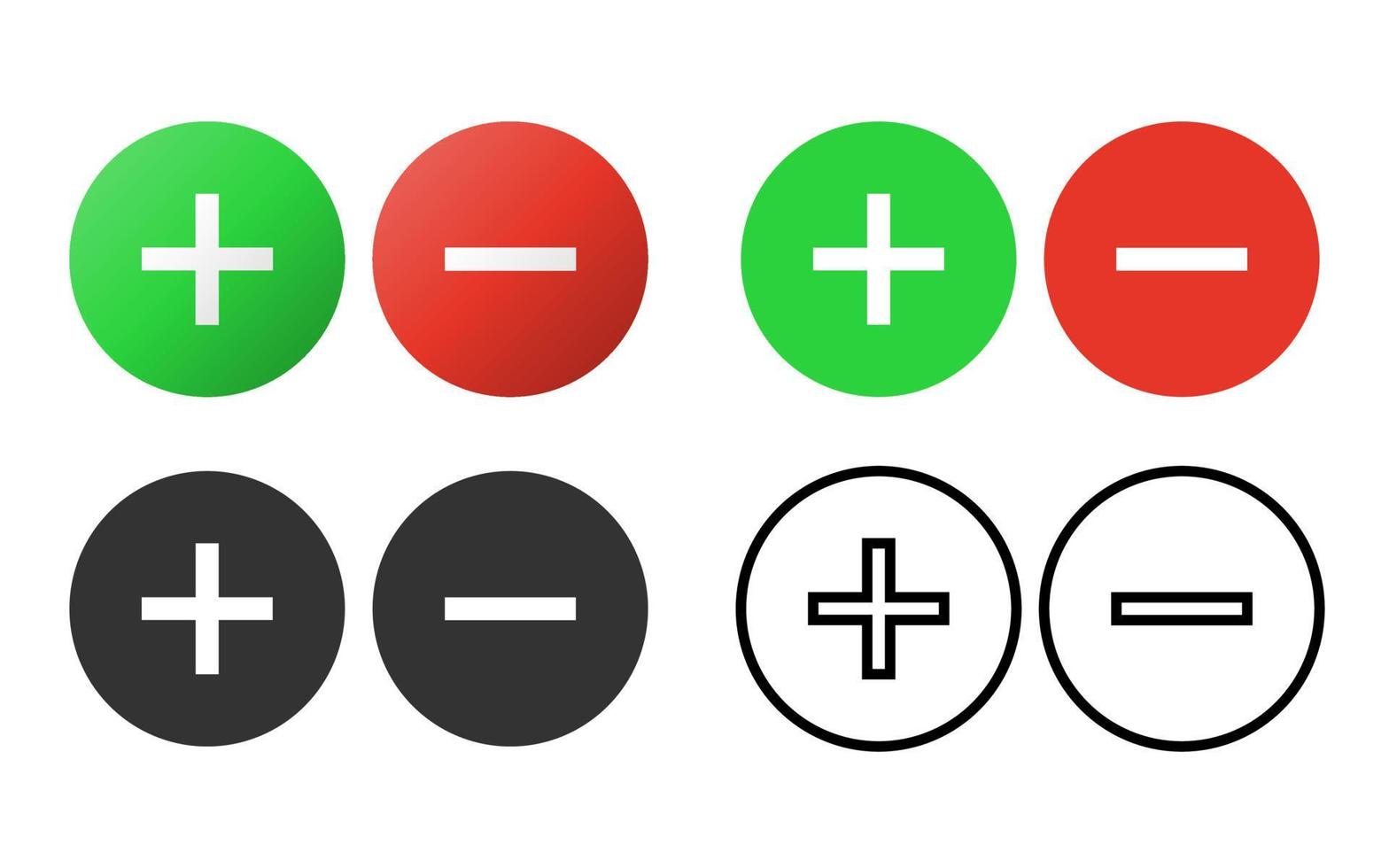 Plus and minus icon add and subtract symbol set isolated on white