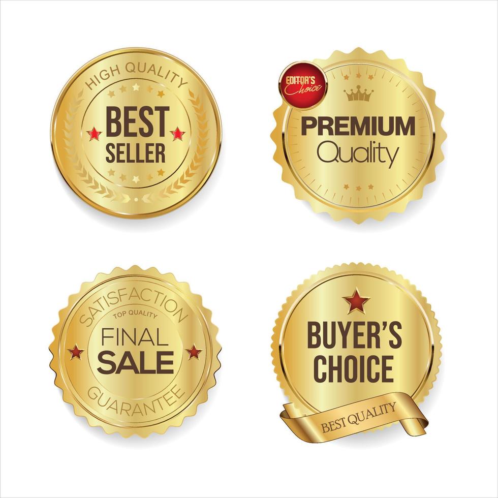 Luxury premium golden badges and labels vector