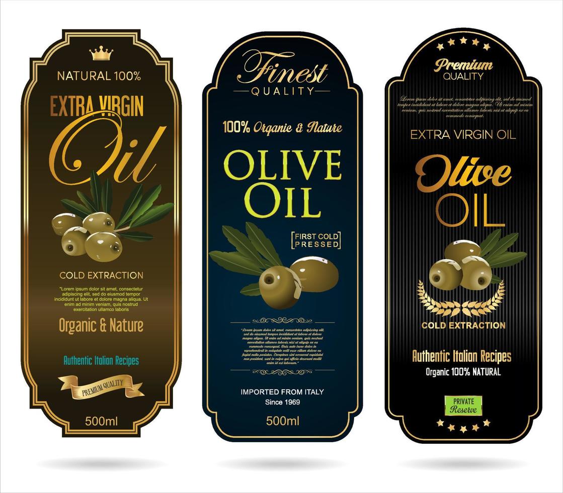 Modern labels graphic design with olives leaves and olive vector